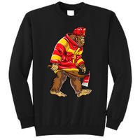 Bigfoot Firefighter Men Thin Red Line Sasquatch Lover Tall Sweatshirt