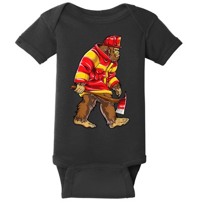 Bigfoot Firefighter Men Thin Red Line Sasquatch Lover Baby Bodysuit