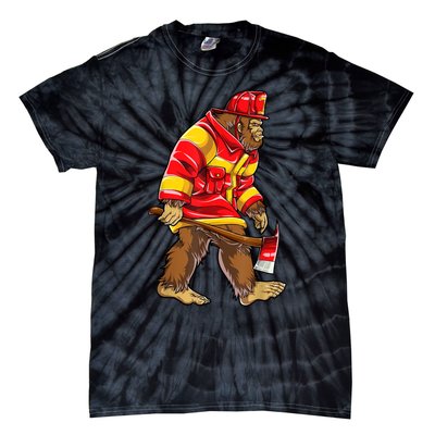 Bigfoot Firefighter Men Thin Red Line Sasquatch Lover Tie-Dye T-Shirt