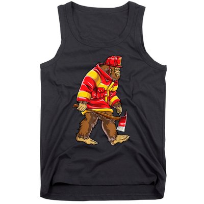 Bigfoot Firefighter Men Thin Red Line Sasquatch Lover Tank Top