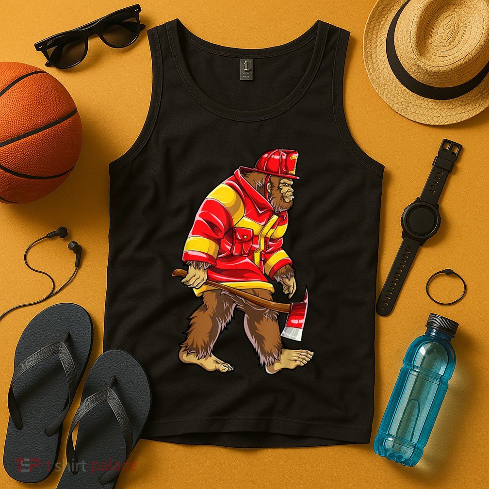 Bigfoot Firefighter Men Thin Red Line Sasquatch Lover Tank Top