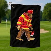 Bigfoot Firefighter Men Thin Red Line Sasquatch Lover Golf Towel