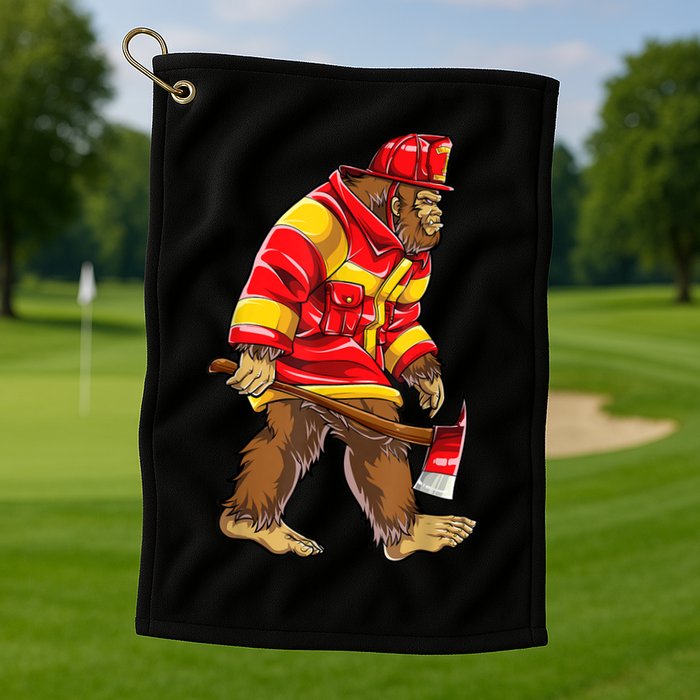 Bigfoot Firefighter Men Thin Red Line Sasquatch Lover Golf Towel