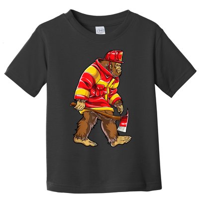 Bigfoot Firefighter Men Thin Red Line Sasquatch Lover Toddler T-Shirt