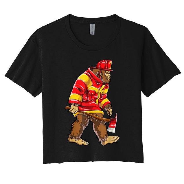 Bigfoot Firefighter Men Thin Red Line Sasquatch Lover Crop Top