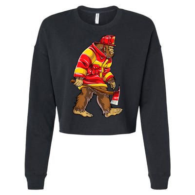 Bigfoot Firefighter Men Thin Red Line Sasquatch Lover Cropped Pullover Crew