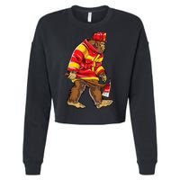 Bigfoot Firefighter Men Thin Red Line Sasquatch Lover Cropped Pullover Crew