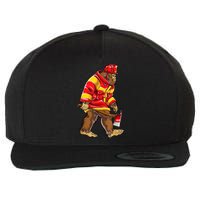 Bigfoot Firefighter Men Thin Red Line Sasquatch Lover Wool Snapback Cap
