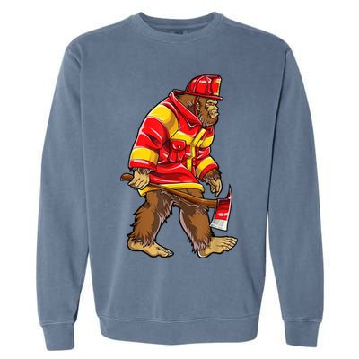 Bigfoot Firefighter Men Thin Red Line Sasquatch Lover Garment-Dyed Sweatshirt