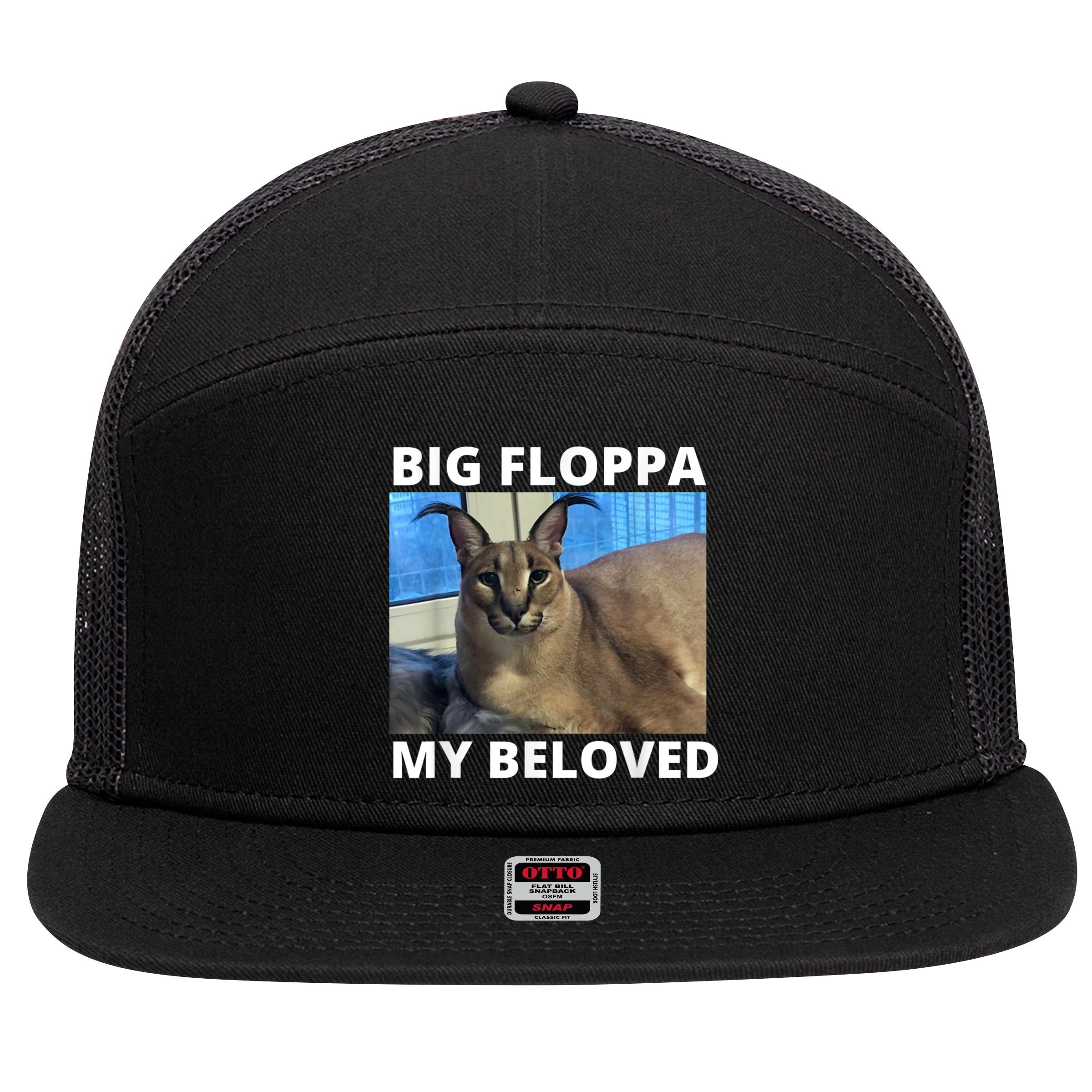 Big Floppa My Beloved Caracal Cat Meme 7 Panel Mesh Trucker Snapback Hat
