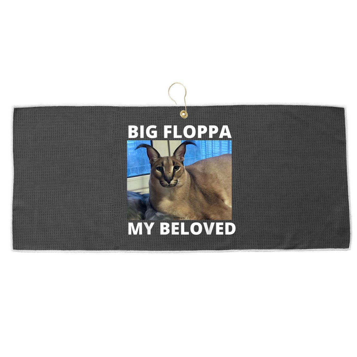Big Floppa My Beloved Caracal Cat Meme Large Microfiber Waffle Golf Towel