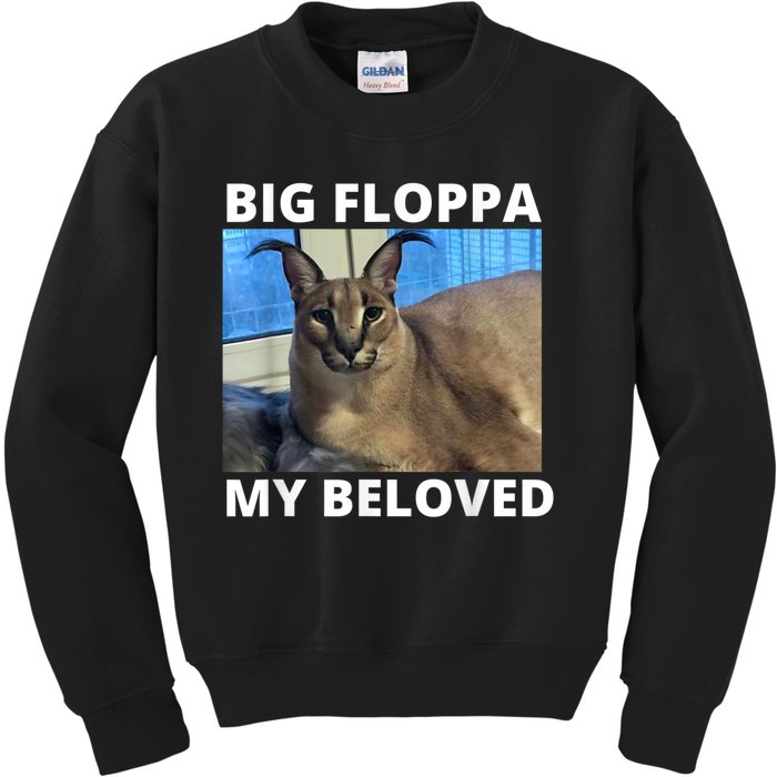 Big Floppa My Beloved Caracal Cat Meme Kids Sweatshirt