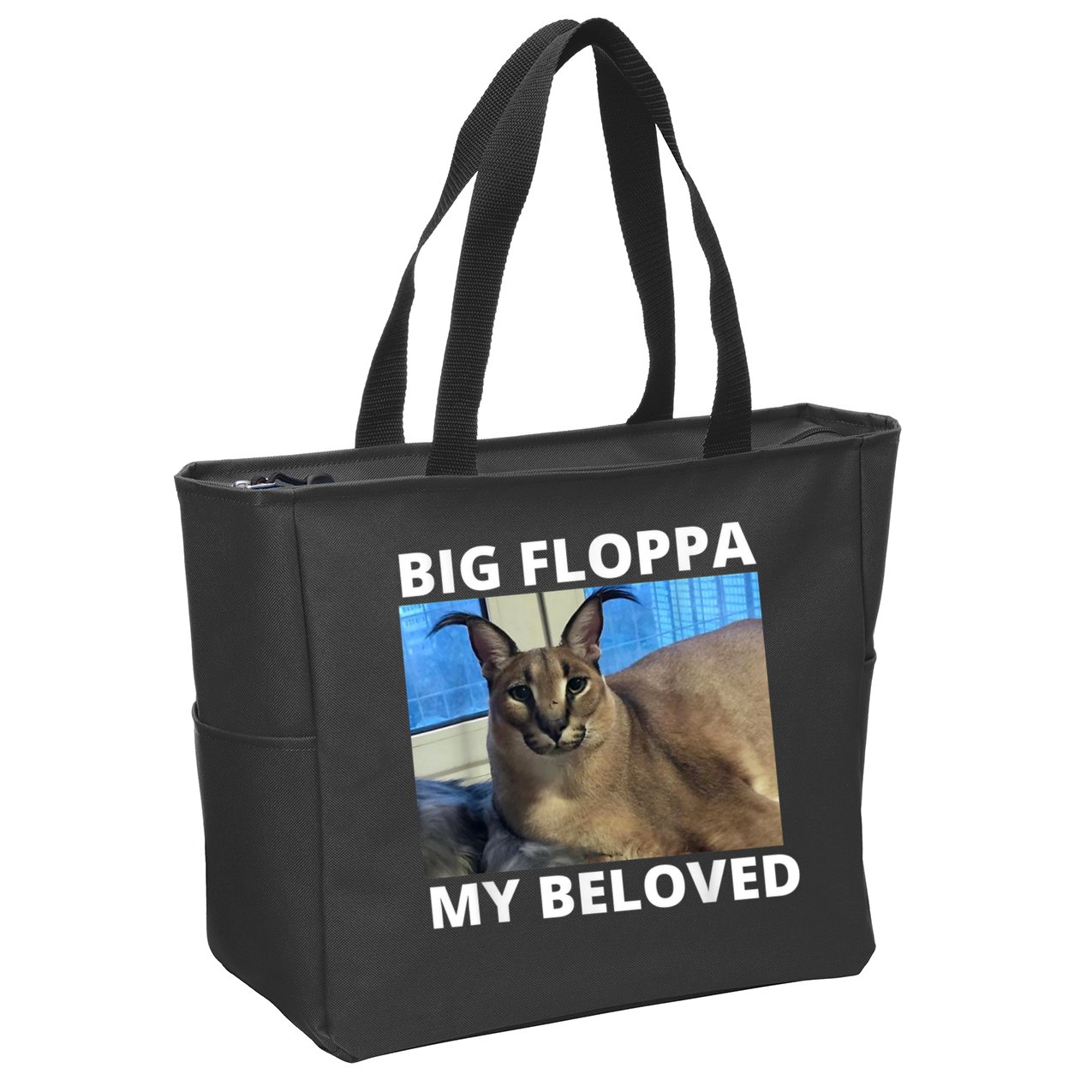 Big Floppa My Beloved Caracal Cat Meme Zip Tote Bag