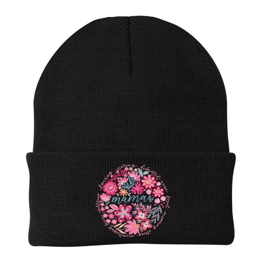 Boho Floral Mama She Is Mom Mothers Day Beanie