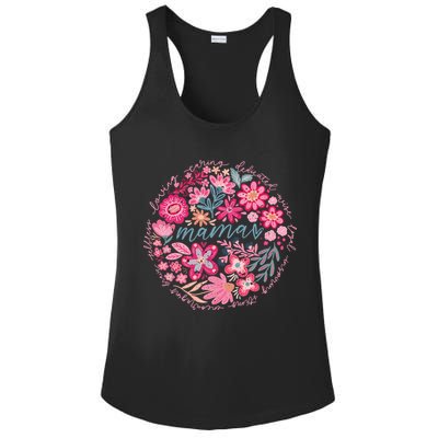 Boho Floral Mama She Is Mom Mothers Day Ladies PosiCharge Competitor Racerback Tank
