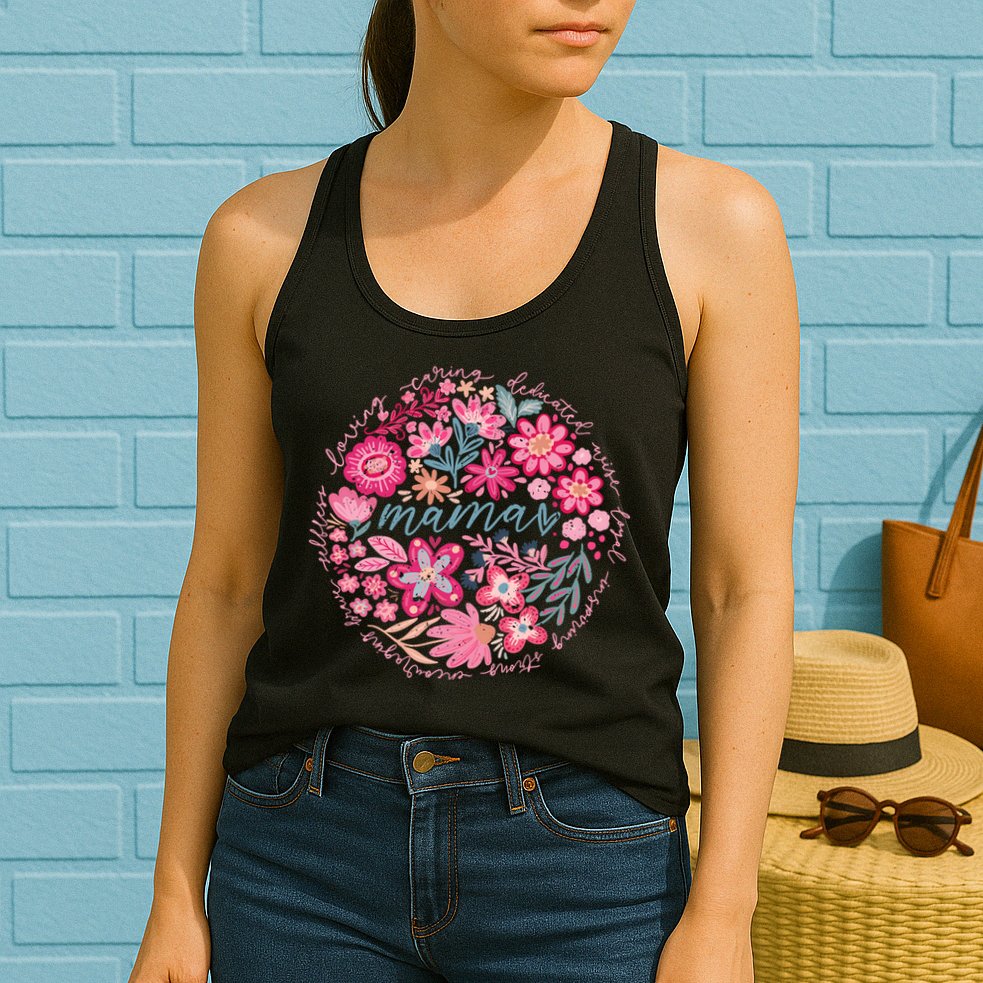 Boho Floral Mama She Is Mom Mothers Day Womens Tank Top