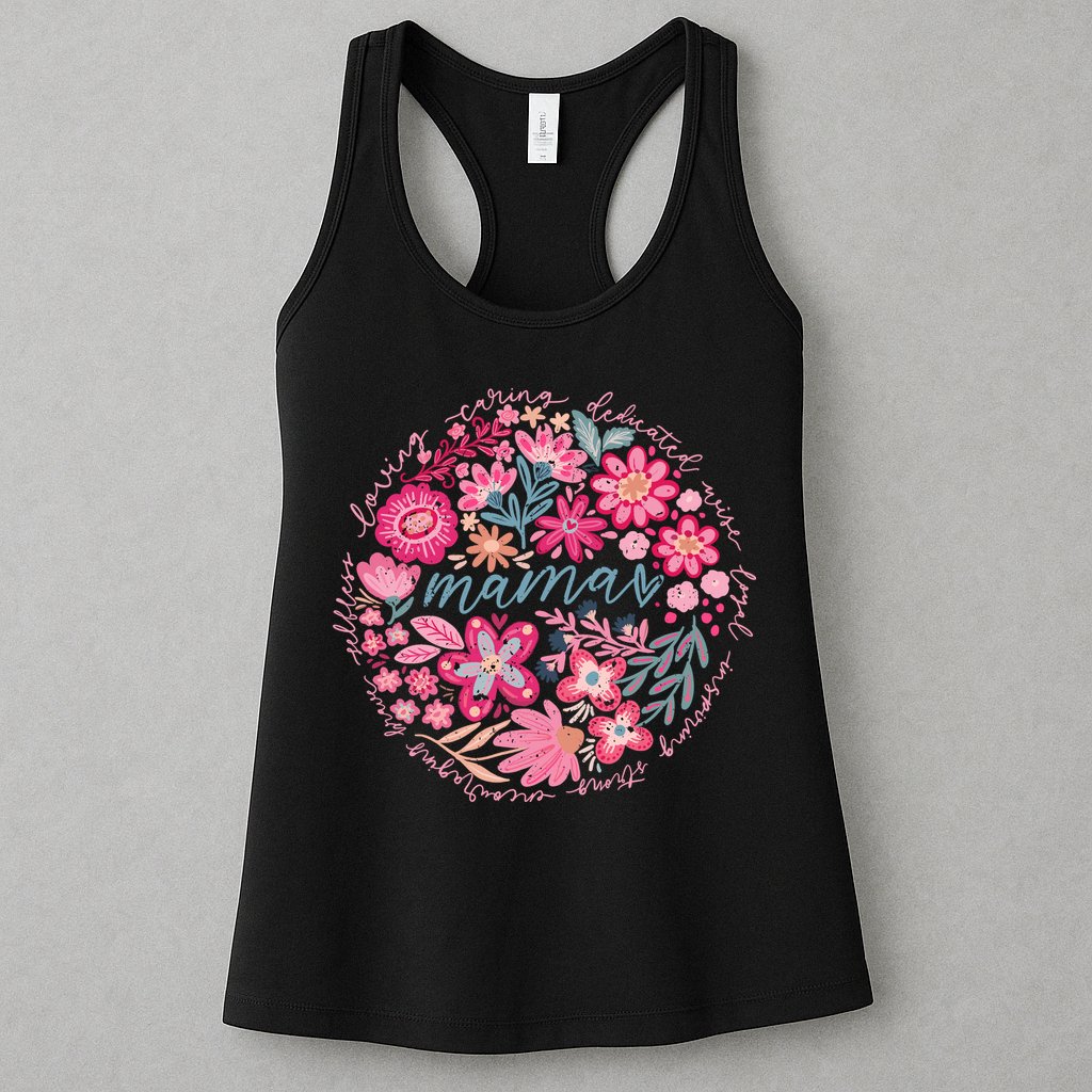 Boho Floral Mama She Is Mom Mothers Day Womens Tank Top