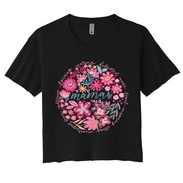 Boho Floral Mama She Is Mom Mothers Day Crop Top