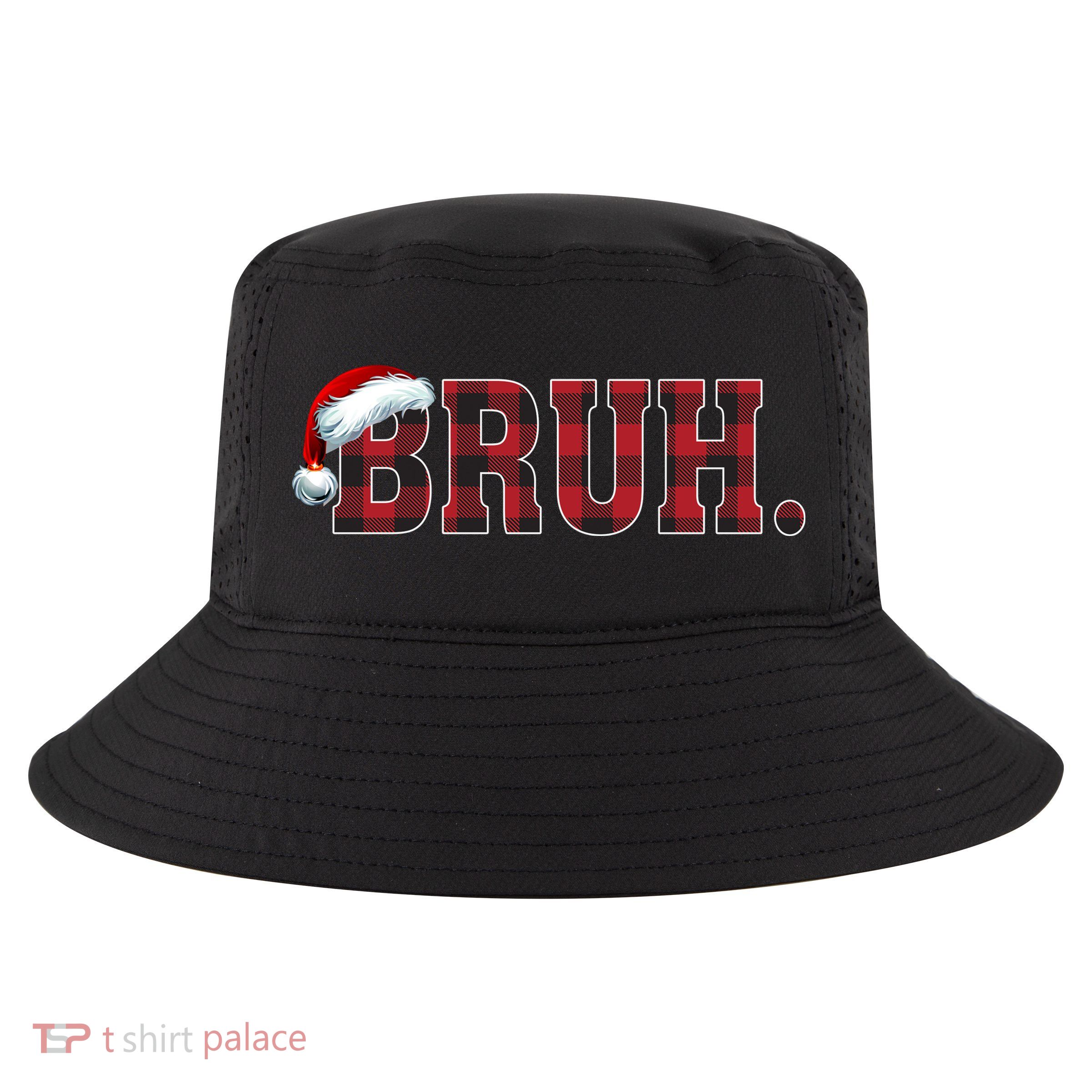 Bruh Funny Merry Christmas Buffalo Plaid Family Matching Pjs Cool Comfort Performance Bucket Hat