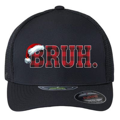 Bruh Funny Merry Christmas Buffalo Plaid Family Matching Pjs Flexfit Unipanel Trucker Cap