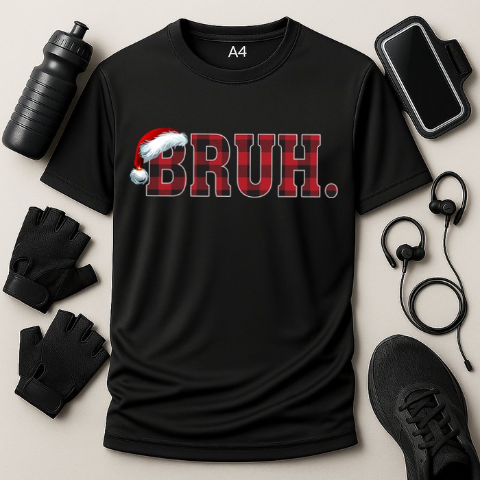 Bruh Funny Merry Christmas Buffalo Plaid Family Matching Pjs Performance Shirt