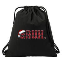 Bruh Funny Merry Christmas Buffalo Plaid Family Matching Pjs Drawstring Bag