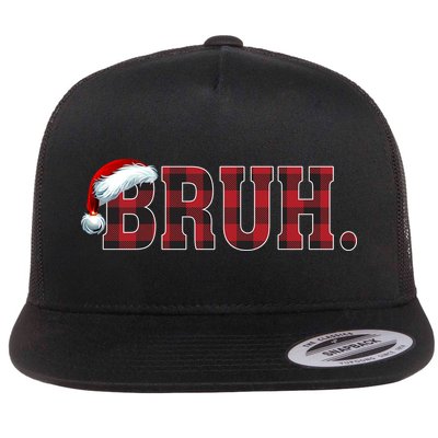 Bruh Funny Merry Christmas Buffalo Plaid Family Matching Pjs Flatbill Hat