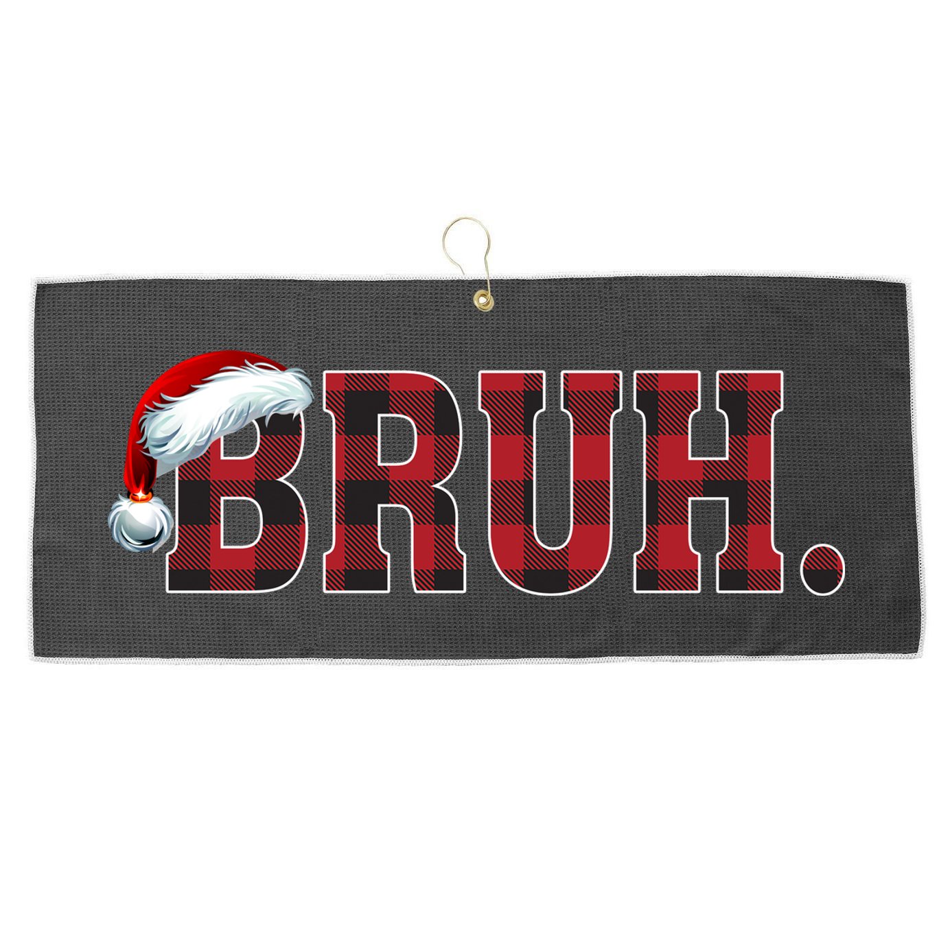 Bruh Funny Merry Christmas Buffalo Plaid Family Matching Pjs Large Microfiber Waffle Golf Towel