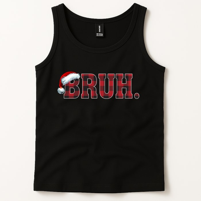 Bruh Funny Merry Christmas Buffalo Plaid Family Matching Pjs Tank Top
