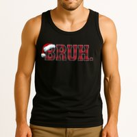 Bruh Funny Merry Christmas Buffalo Plaid Family Matching Pjs Tank Top