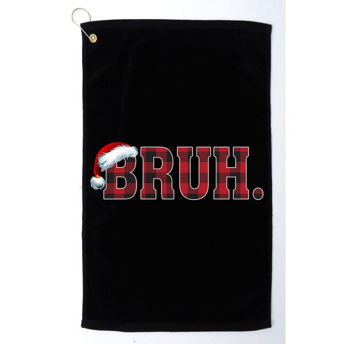 Bruh Funny Merry Christmas Buffalo Plaid Family Matching Pjs Golf Towel