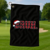 Bruh Funny Merry Christmas Buffalo Plaid Family Matching Pjs Golf Towel