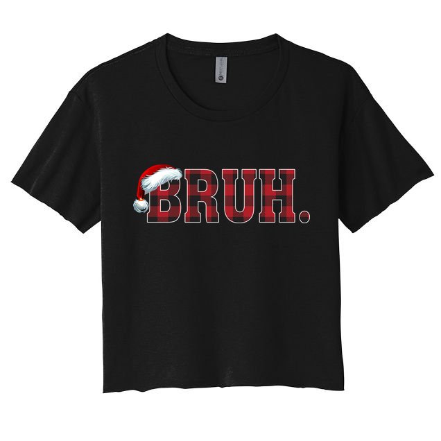 Bruh Funny Merry Christmas Buffalo Plaid Family Matching Pjs Crop Top