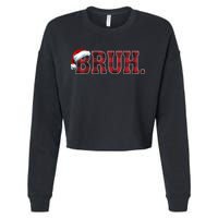 Bruh Funny Merry Christmas Buffalo Plaid Family Matching Pjs Cropped Pullover Crew