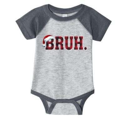 Bruh Funny Merry Christmas Buffalo Plaid Family Matching Pjs Infant Baby Jersey Bodysuit