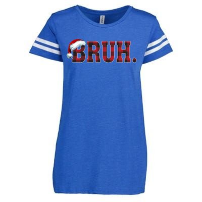 Bruh Funny Merry Christmas Buffalo Plaid Family Matching Pjs Enza Ladies Jersey Football T-Shirt