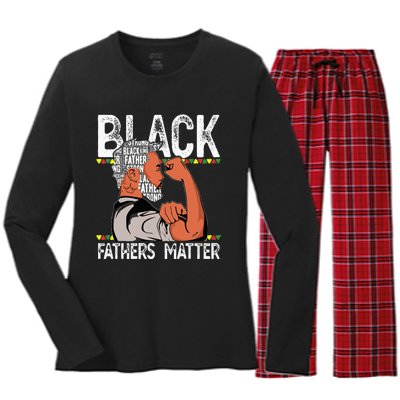 Black Fathers Matter Dope Black Dad King Fathers Day Women's Long Sleeve Flannel Pajama Set 