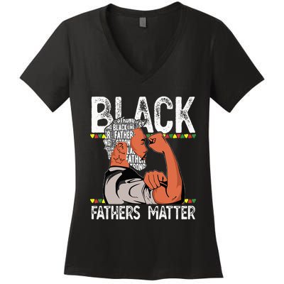 Black Fathers Matter Dope Black Dad King Fathers Day Women's V-Neck T-Shirt