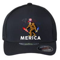 Bigfoot Fireworks Merica 4th Of July Sasquatch Flexfit Unipanel Trucker Cap