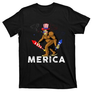 Bigfoot Fireworks Merica 4th Of July Sasquatch T-Shirt