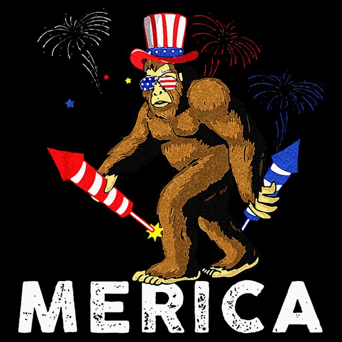 Bigfoot Fireworks Merica 4th Of July Sasquatch Sustainable Bucket Hat