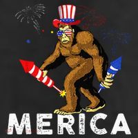 Bigfoot Fireworks Merica 4th Of July Sasquatch 11oz C Handle Ceramic Mug