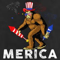 Bigfoot Fireworks Merica 4th Of July Sasquatch 15oz Campfire Ceramic Mug