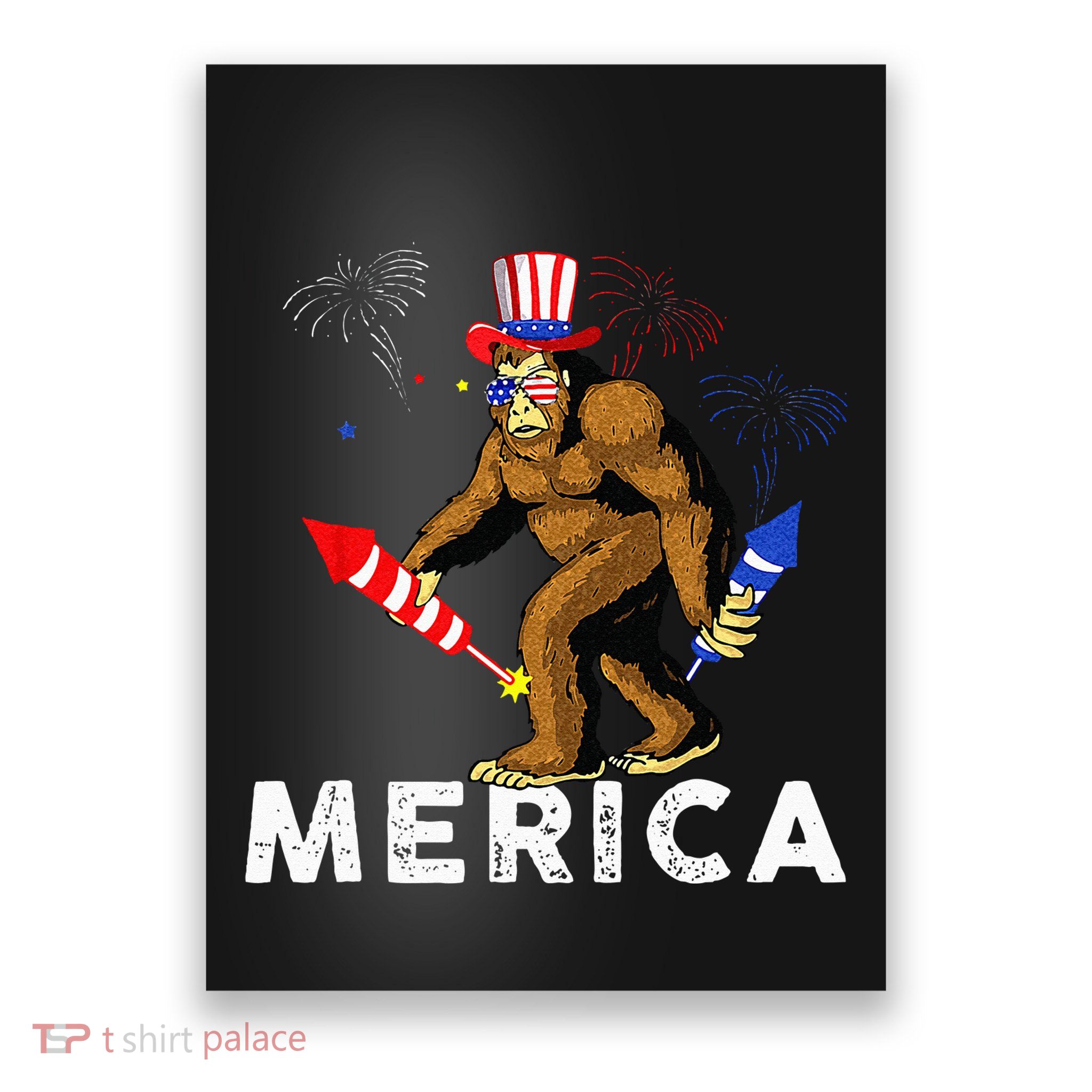Bigfoot Fireworks Merica 4th Of July Sasquatch Poster