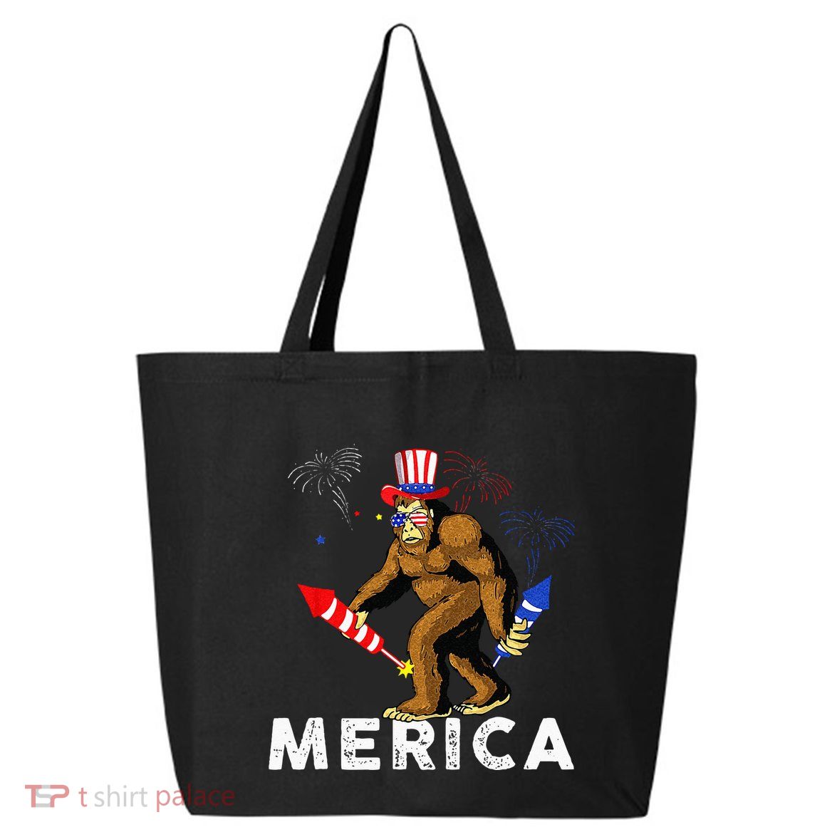 Bigfoot Fireworks Merica 4th Of July Sasquatch 25L Jumbo Tote