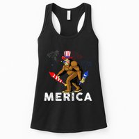 Bigfoot Fireworks Merica 4th Of July Sasquatch Womens Tank Top