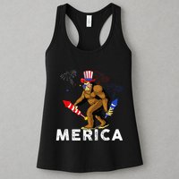 Bigfoot Fireworks Merica 4th Of July Sasquatch Womens Tank Top