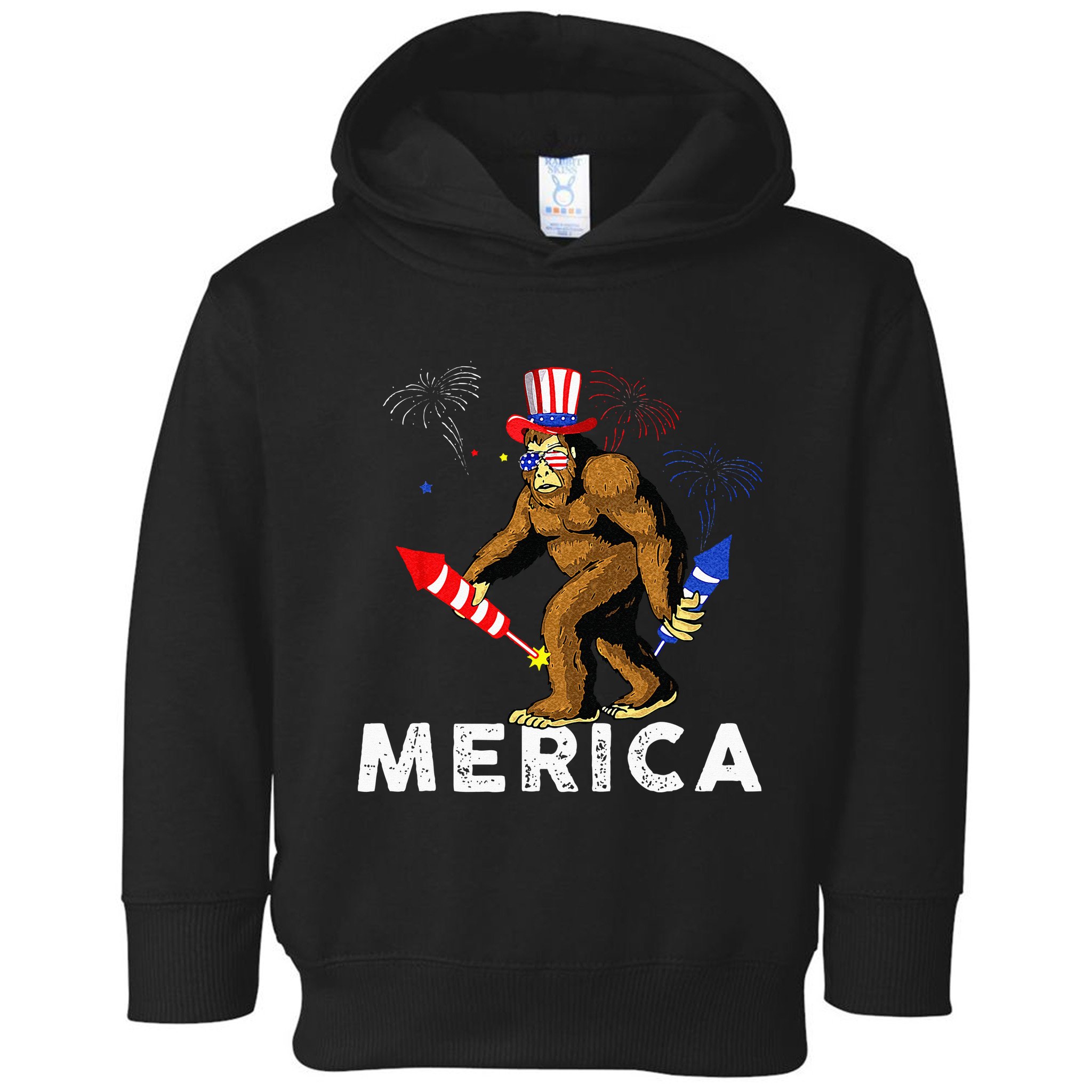 Bigfoot Fireworks Merica 4th Of July Sasquatch Toddler Hoodie