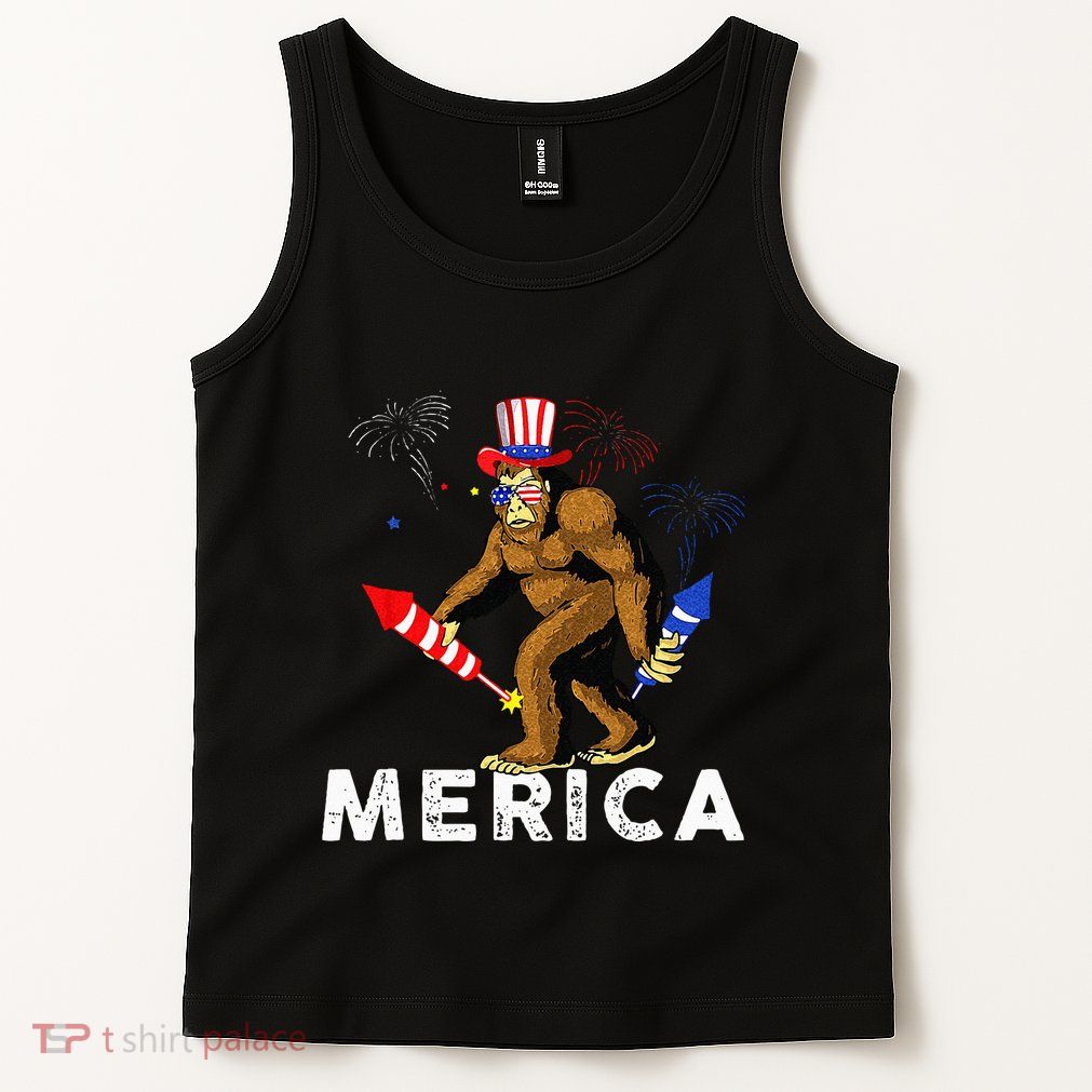 Bigfoot Fireworks Merica 4th Of July Sasquatch Tank Top