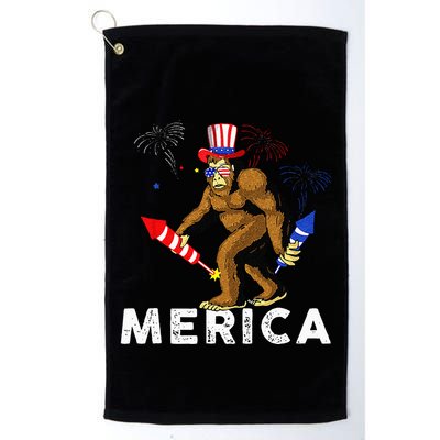 Bigfoot Fireworks Merica 4th Of July Sasquatch Golf Towel